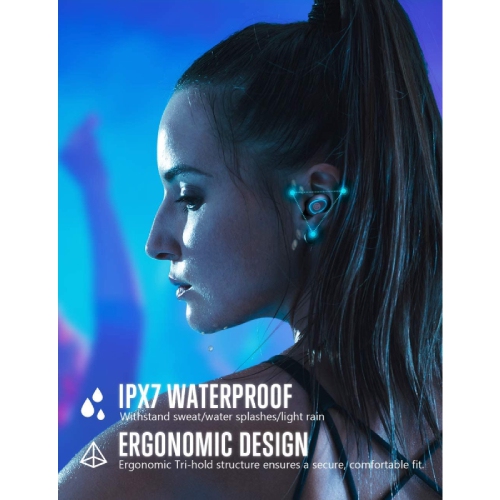 Cystereo True Wireless In-Ear Bluetooth Hi-Fi Stereo Earbuds w/ built-in mic + IPX7 Water Resistance – Fusion - White