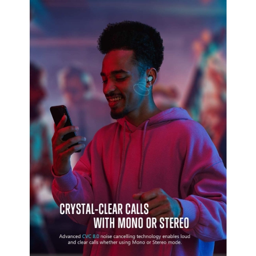 Cystereo True Wireless In-Ear Bluetooth Hi-Fi Stereo Earbuds w/ built-in mic + IPX7 Water Resistance – Fusion - White