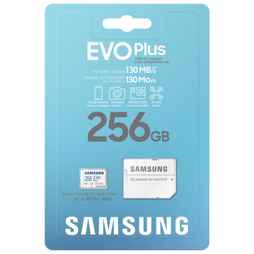 Samsung EVO Plus + Adapter 256GB 130MB/s microSDXC Memory Card