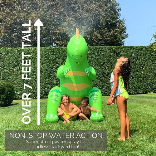 Humongous Inflatable Dinosaur Outdoor Water Sprinkler - 85" - Neon Green