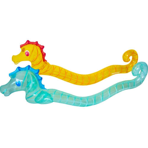 SWIMLINE  Set Of 2 Blue And Inflatable Seahorse Swimming Pool Doodles 72" In Yellow