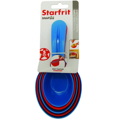 Starfrit - Set of Nesting Measuring Cups and Spoons, Blue and Red