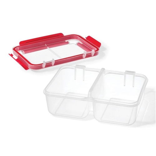 LocknLock - Set of 2 EasyLuch Divided Meal Containers, 946mL Capacity, Red