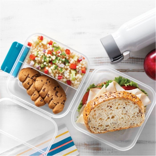 LocknLock - Set of 2 EasyLunch Lunch Box Containers, 1.2 Liter Capacity, Blue