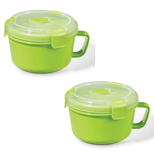 LocknLock - Set of 2 EasyLunch Meal Containers, 1.1 Liter Capacity, Green