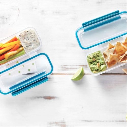 LocknLock - Set of 2 Containers for Snacks and Dips, 414mL Capacity, Blue