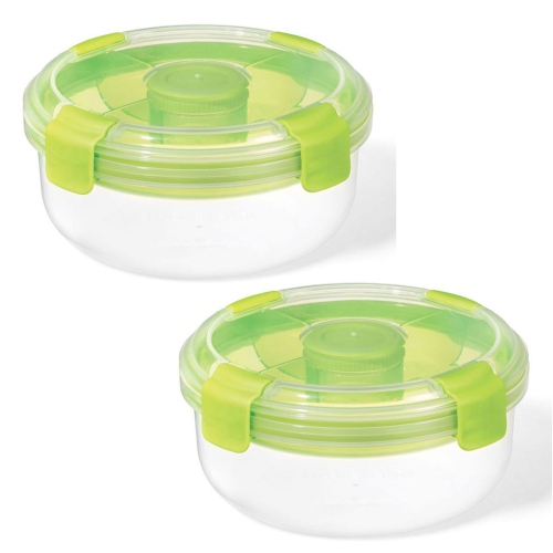 LOCKNLOCK  - Set Of 2 Easylunch Salad Containers, 1.3 Liter Capacity In Green