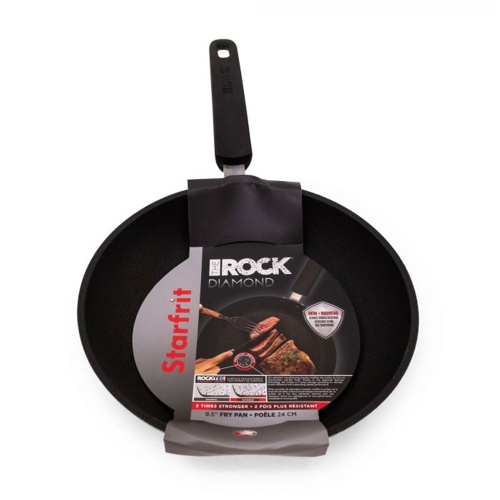 Starfrit - The Rock Diamond Frying Pan, 9.5" Diameter, Nonstick and Scratch Resistant, Black
