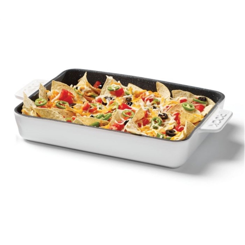 Starfrit - Plat de Cuisson en Céramique The Rock, 9.5" x 13", Surface Antiadhésive, Blanc