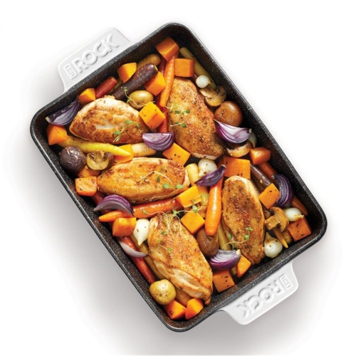 Starfrit - Plat de Cuisson en Céramique The Rock, 9.5" x 13", Surface Antiadhésive, Blanc