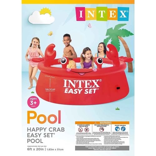 Intex - Happy Crab Inflatable Pool, 6 Foot Diameter, 232 Gallon Capacity, Red