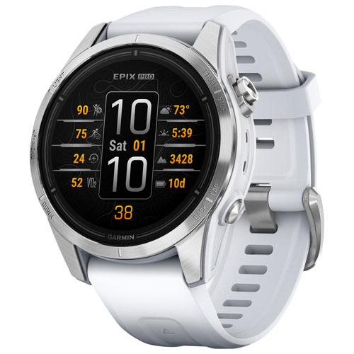 Garmin Epix Pro 42mm GPS Watch with Heart Rate Monitor - Medium / Large - Whitestone