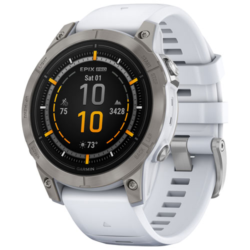 Garmin Epix Pro Sapphire Edition 47mm GPS Watch with Heart Rate Monitor - Medium/Large - Whitestone