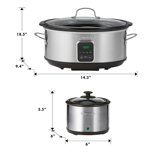 Mijoteuse programmable avec réchaud à sauce de Kenmore - 7 pte/6,6 l - Noir/Argenté