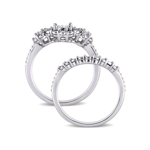 1/2 Carat Diamond Engagement Bridal Ring & Wedding Band Set in Sterling Silver