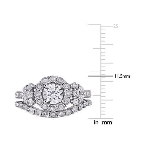 1/2 Carat Diamond Engagement Bridal Ring & Wedding Band Set in Sterling Silver