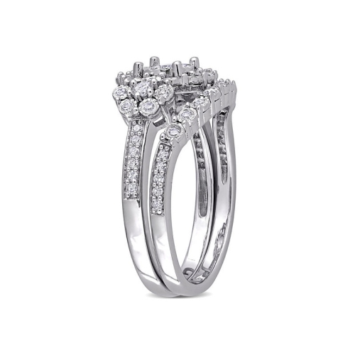 1/2 Carat Diamond Engagement Bridal Ring & Wedding Band Set in Sterling Silver