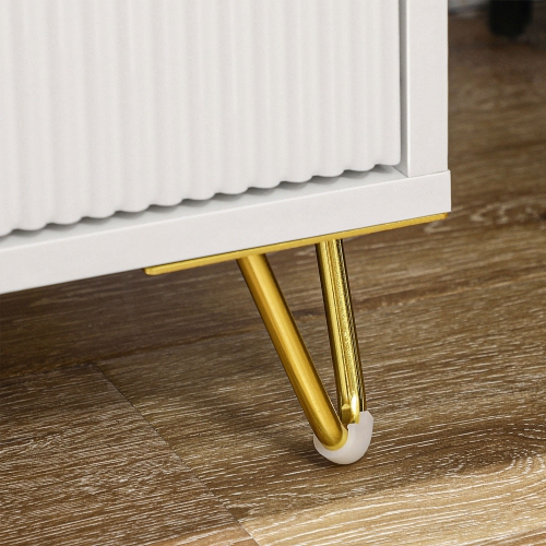 HOMCOM – Commode pour chambre à coucher avec 3 tiroirs, commode moderne avec pattes en métal et poignées en acier pour salon, blanc