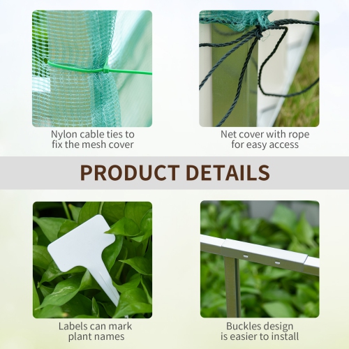 Outsunny Raised Garden Bed, 5.7 x 3 x 2.3ft Steel Planter Box Outdoor with Cover, Gloves for Growing Vegetables, Flowers, Herbs, Green