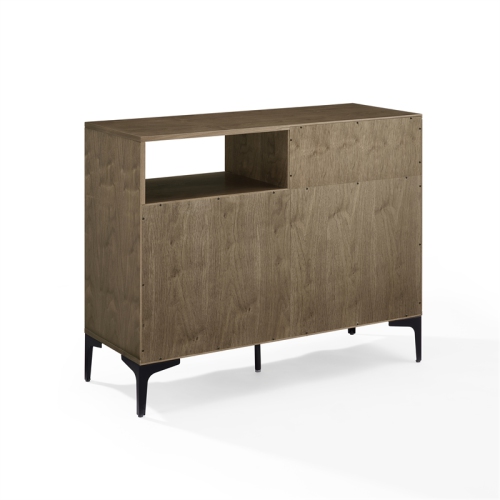 Crosley Furniture Sydney Modern MDF Wood Record Storage Media Console in Walnut