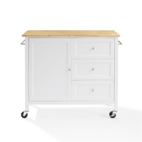 Table de cuisine en bois Soren de Crosley Furniture avec îlot/chariot blanc naturel