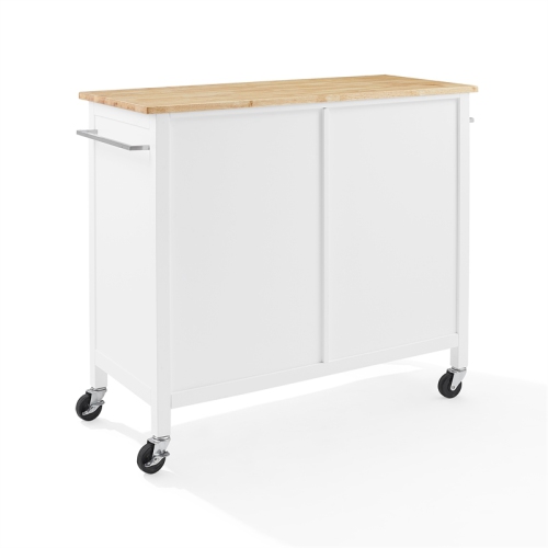 Table de cuisine en bois Soren de Crosley Furniture avec îlot/chariot blanc naturel