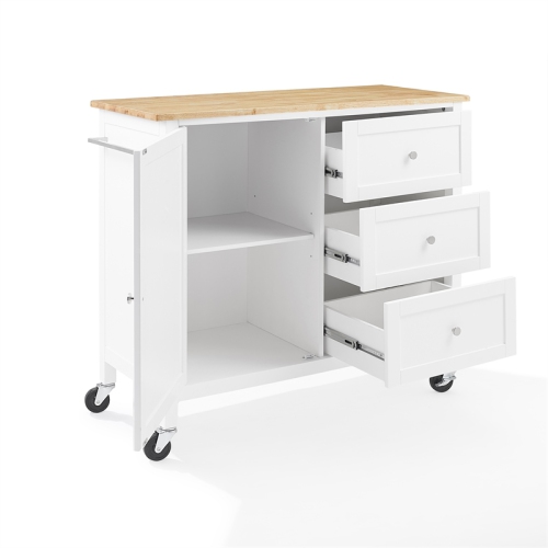 Table de cuisine en bois Soren de Crosley Furniture avec îlot/chariot blanc naturel