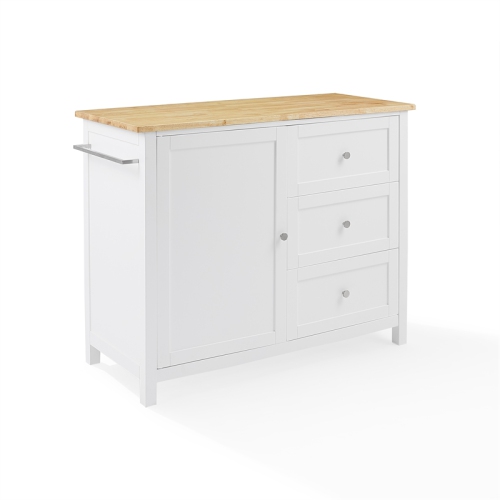 Table de cuisine en bois Soren de Crosley Furniture avec îlot/chariot blanc naturel