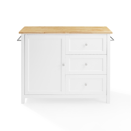 Table de cuisine en bois Soren de Crosley Furniture avec îlot/chariot blanc naturel