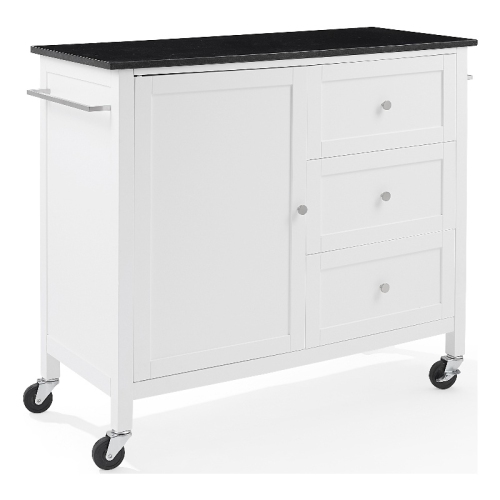 Crosley – Chariot de cuisine Soren en granite solide pour îlot/cuisine, blanc/noir