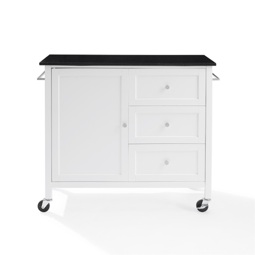 Crosley – Chariot de cuisine Soren en granite solide pour îlot/cuisine, blanc/noir