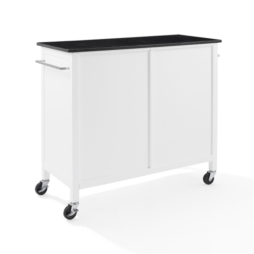 Crosley – Chariot de cuisine Soren en granite solide pour îlot/cuisine, blanc/noir