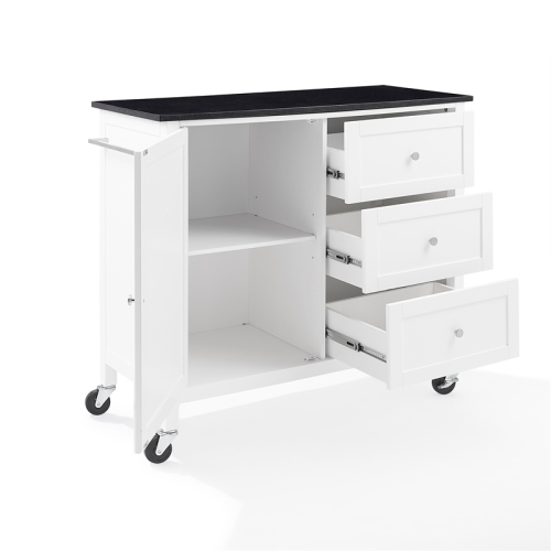 Crosley – Chariot de cuisine Soren en granite solide pour îlot/cuisine, blanc/noir