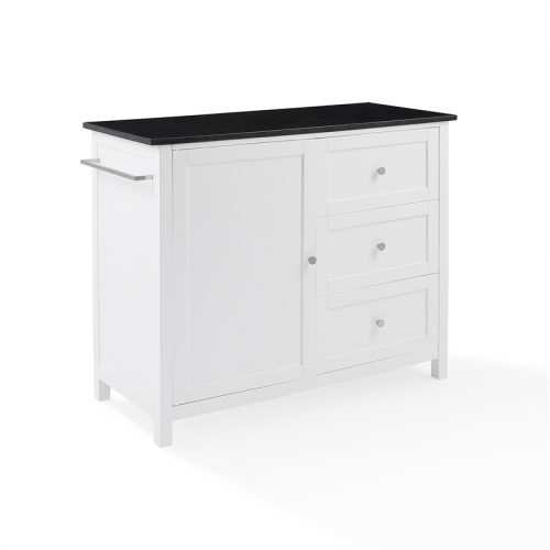 Crosley – Chariot de cuisine Soren en granite solide pour îlot/cuisine, blanc/noir