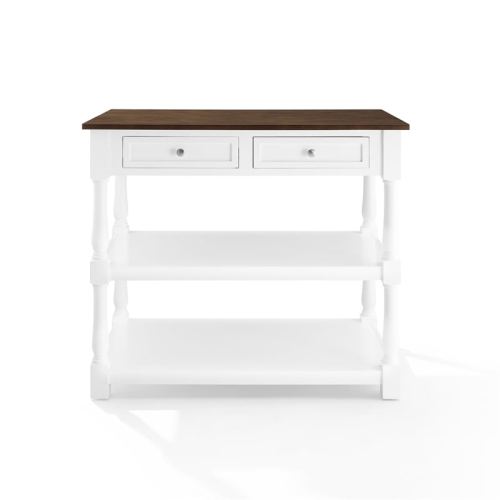 Crosley Furniture Caitlyn Wood Top Kitchen Island in White/Dark Brown