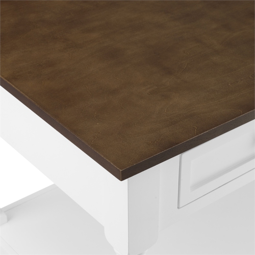 Crosley Furniture Caitlyn Wood Top Kitchen Island in White/Dark Brown