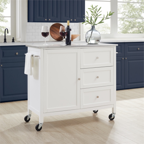 Crosley – Chariot de cuisine Soren en acier inoxydable pour îlot/cuisine en blanc