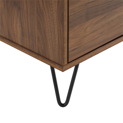 Crosley Furniture Teagan Particle Board Record Storage Sideboard in Brown Oak
