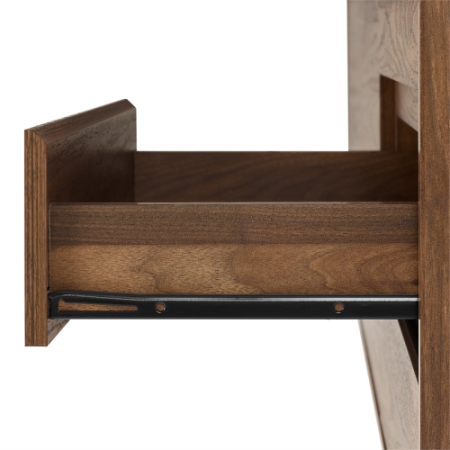 Crosley Furniture Teagan Particle Board Record Storage Sideboard in Brown Oak