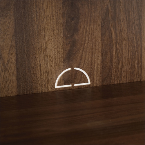 Crosley Furniture Teagan Particle Board Record Storage Sideboard in Brown Oak