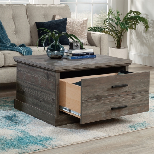 Sauder Aspen Post Engineered Wood Coffee Table in Pebble Pine/Brown