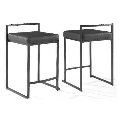 Crosley Furniture Harlowe 24.25" Steel Counter Stools in Matte Black