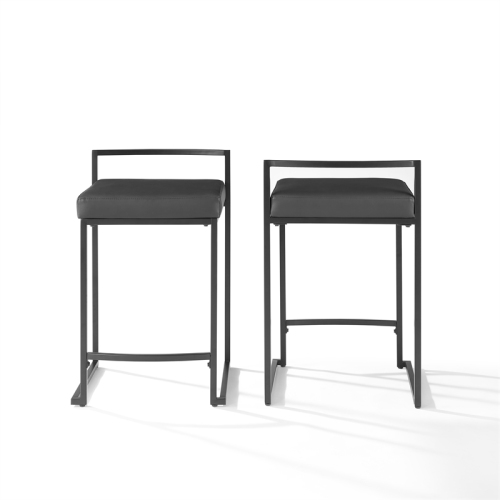 Crosley Furniture Harlowe 24.25" Steel Counter Stools in Matte Black