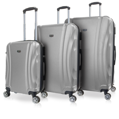 TOSCANO  Maestoso Hardside 3PC (20", 28", 32") Travel Luggage Suitcase Set - Silver