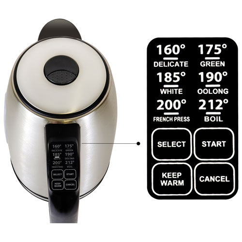 Kenmore Cordless Electric Kettle - 1.7L - Black and Silver