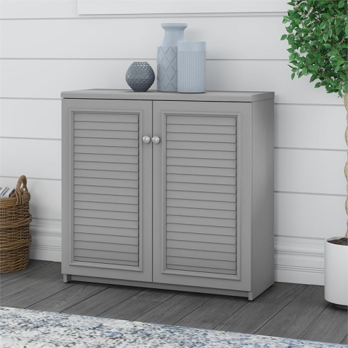 Pemberly Row Small Storage Cabinet with Doors in Cape Cod Gray - Engineered Wood