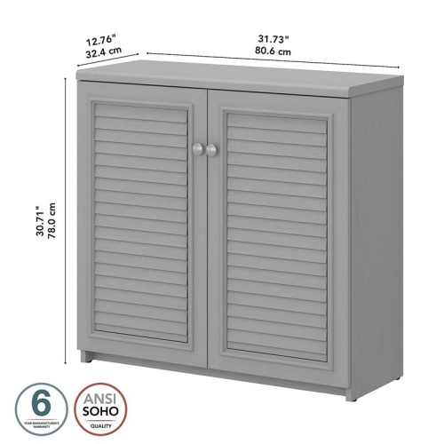 Pemberly Row Small Storage Cabinet with Doors in Cape Cod Gray - Engineered Wood
