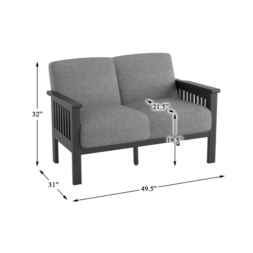 Causeuse recouverte de tissu Lewiston de Lexicon en gris et gris antique