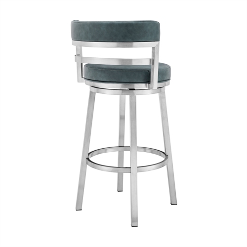 Titana 26" Counter Height Swivel Blue Faux Leather Stainless Steel Bar Stool