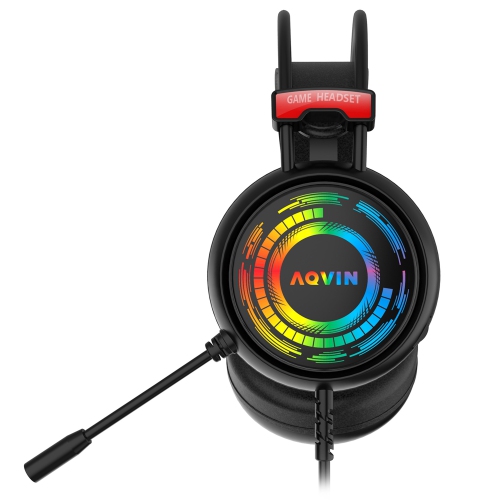 AQVIN Q300 RGB Wired Gaming Headset, RGB Backlight, 7.1 Stereo Surround Sound, 50MM Drivers, Adjustable Microphone, Over-Ear Headphones for PC,
